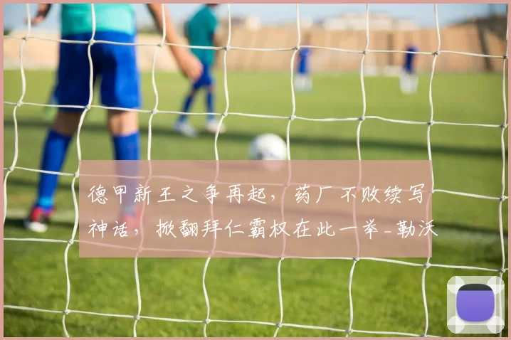 德甲新王之争再起,药厂不败续写神话,掀翻拜仁霸权在此一举_勒沃库森_阿隆索_欧冠